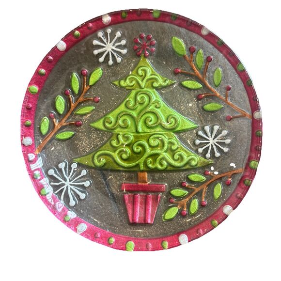 Pier 1 Other - Set of 2 Christmas holiday rare Tree Glass Appetizer Dessert Plates 8” NWT